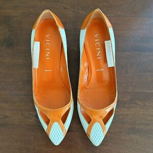 Vintage Vicini Pump Heels White and Orange size 37.5